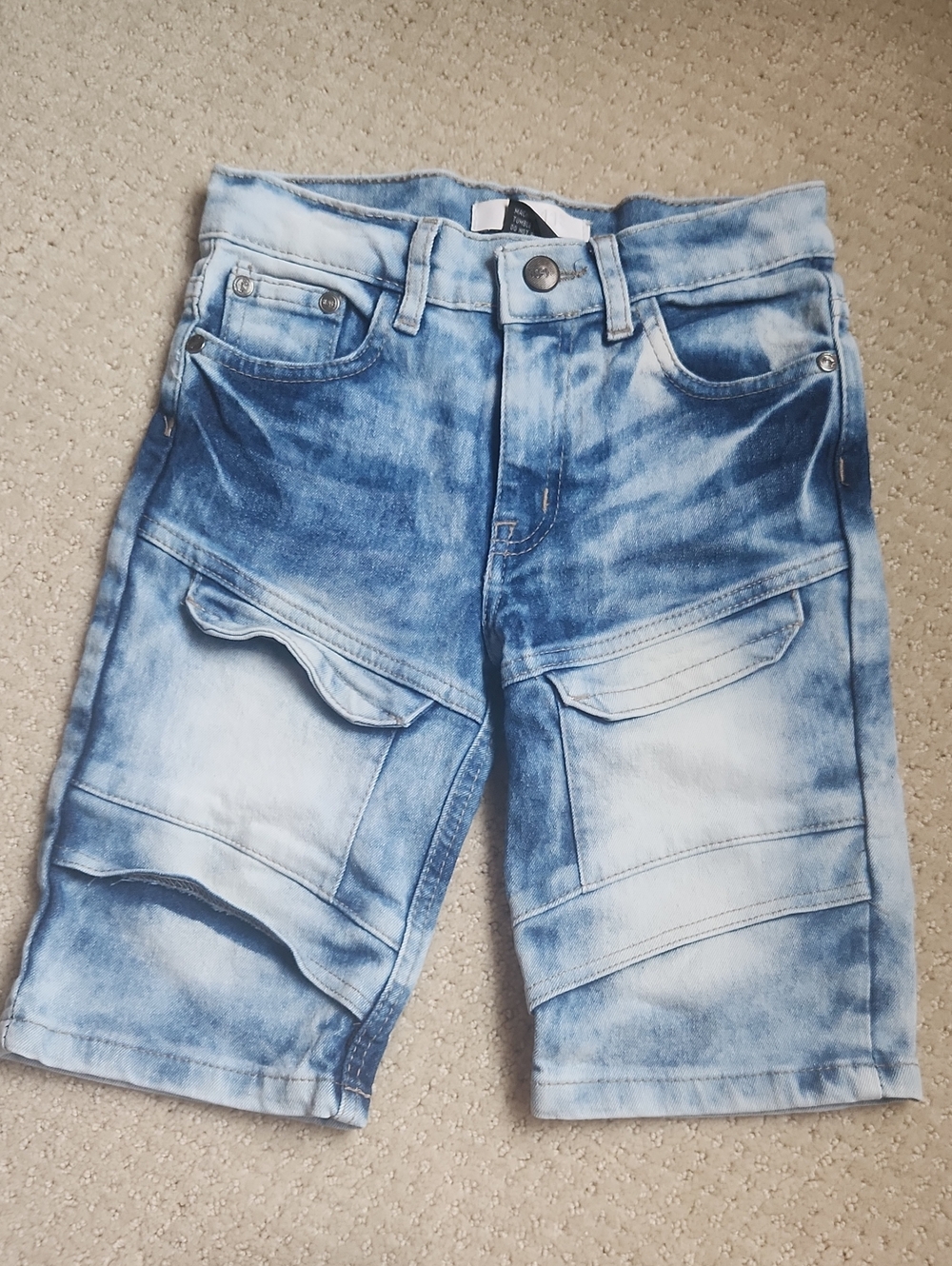 Kids Blue Washed Denim Cargo Shorts